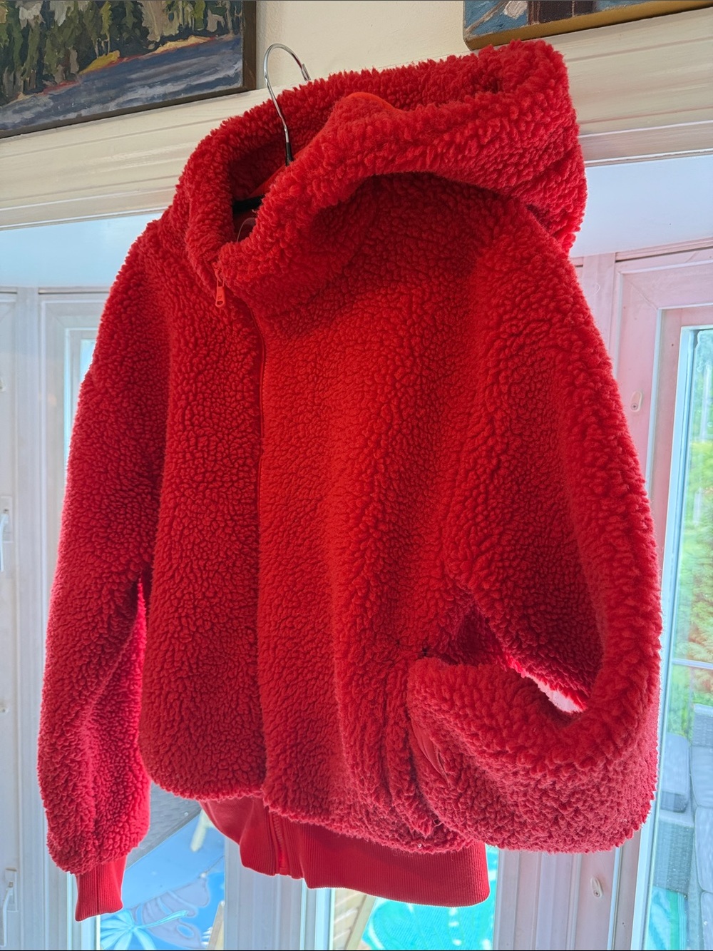 FABLETICS Red Sherpa Hooded Coat - Cozy Fleece Jacket. Worn once!